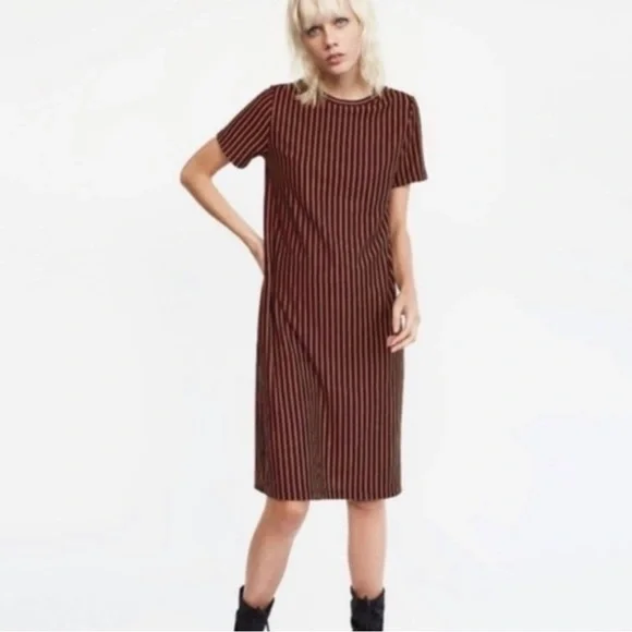 knee length dresses for ladies ZARA. White T-shirt midi dress. TS – Hibuy market